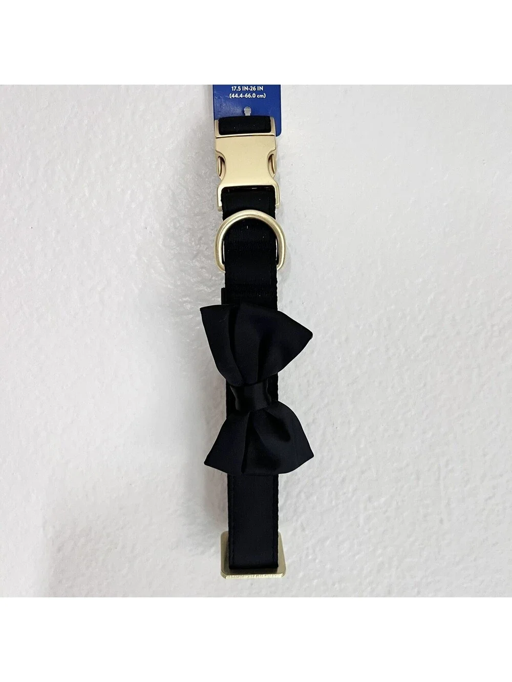 NWT (L) Black Bowtie Gold Buckle Puppy Dog Collar Wedding Formal Silky Top Paw